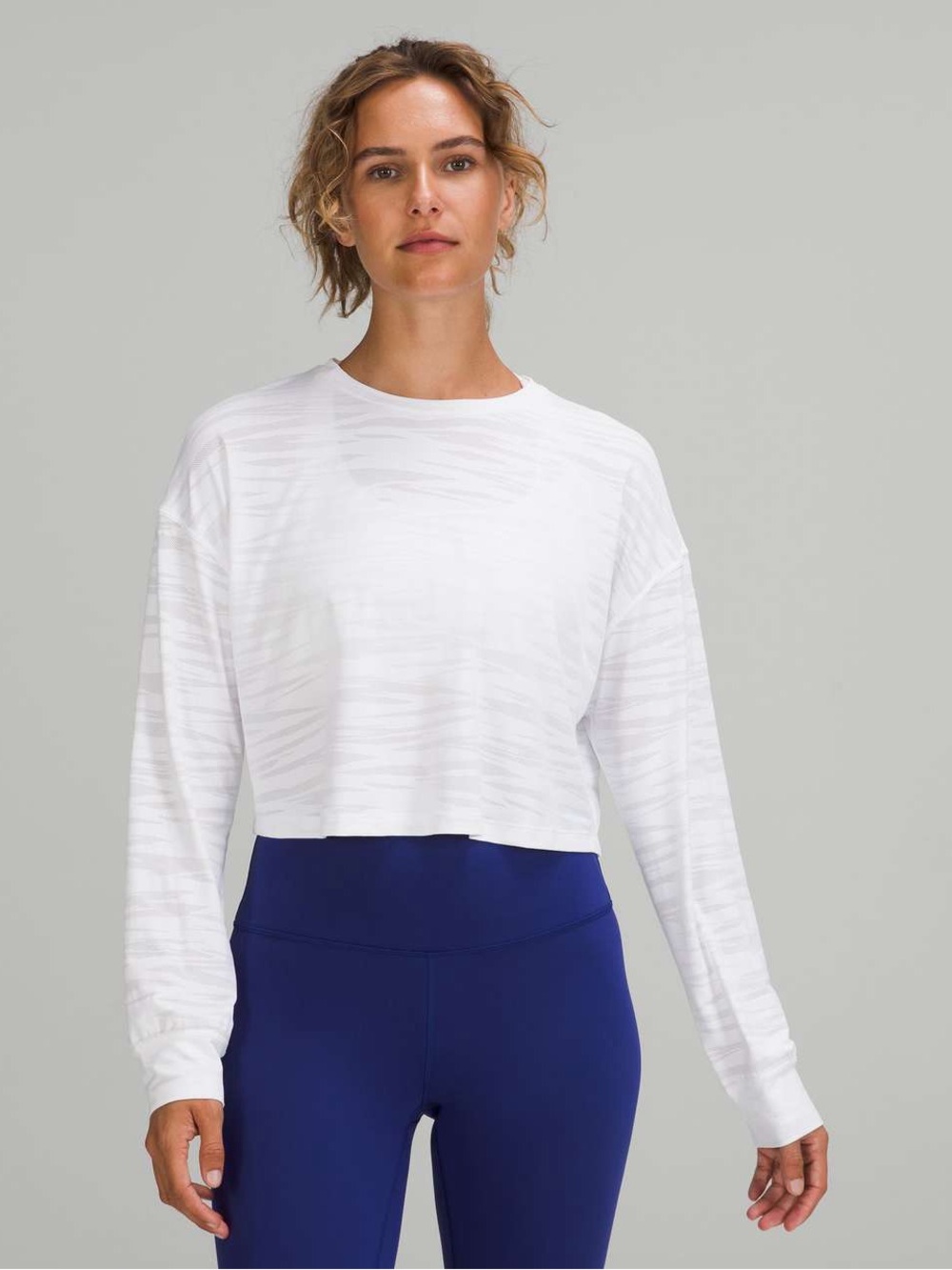 White Cropped Long-Sleeve Women’s Top